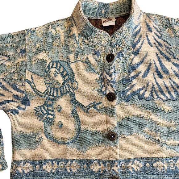 VINTAGE Unique‎ Sugar Street Weavers Snowman Sweater Winter Wonder Land S Rare - Picture 3 of 13